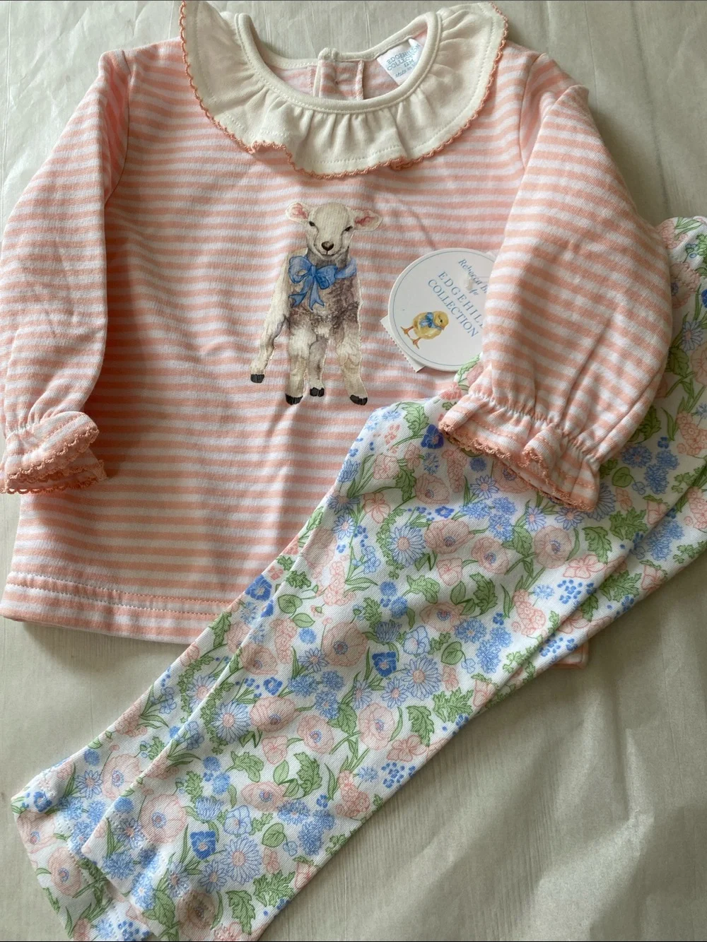 NWT Edgehill Collection Rebecca Bahn Lamb Floral 2 Piece Set 12M
